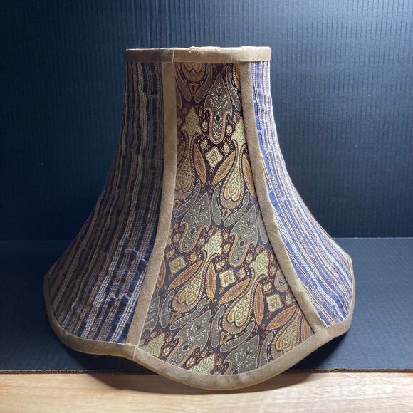 Vintage STIFFEL Multi color/patterned Fabric Bell Shape Lampshade. Pre-owned - Picture 1 of 10